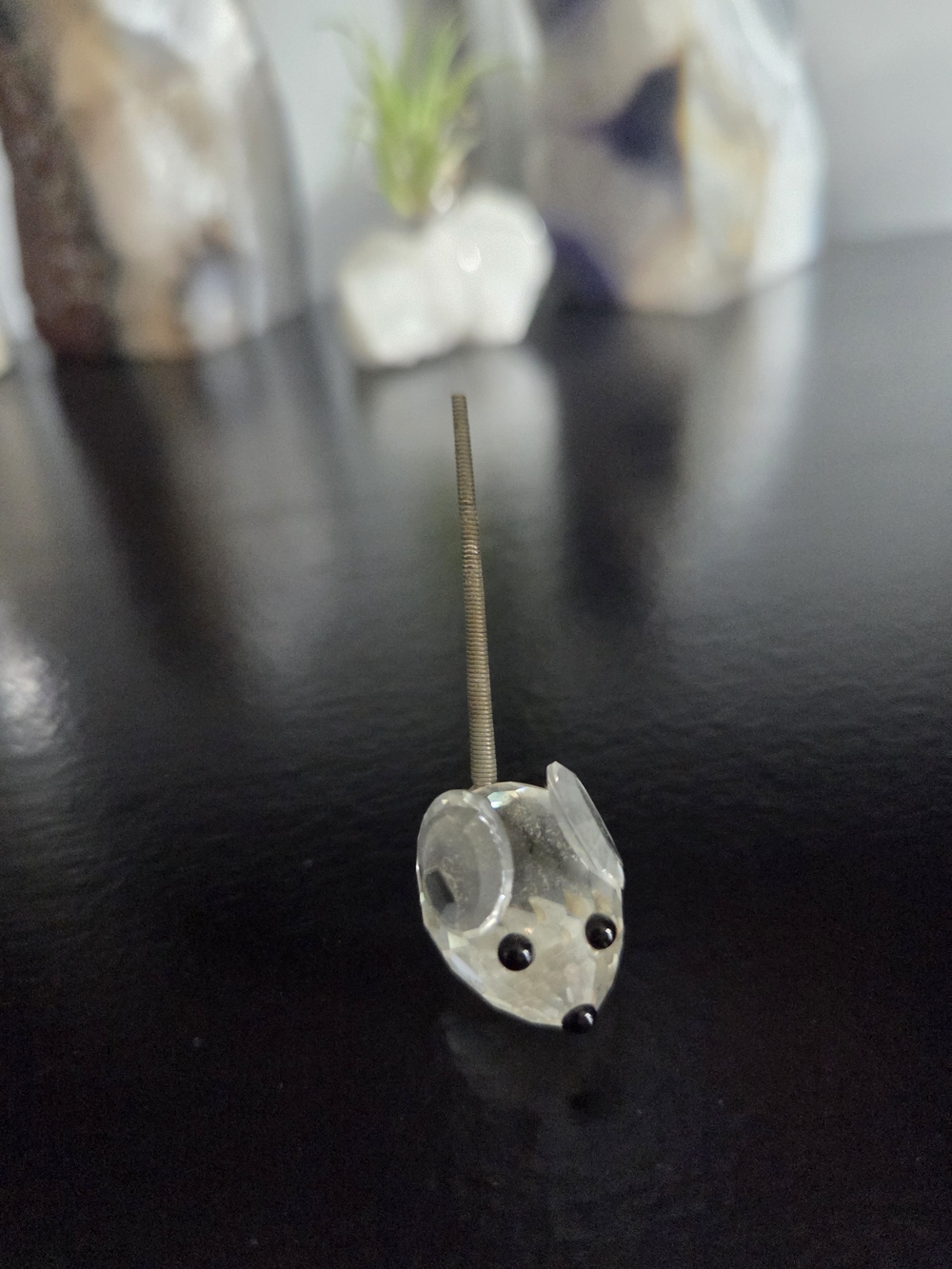 Swarovski Crystal Mouse Figurine with Black Accents & 3 Other Glass Mice